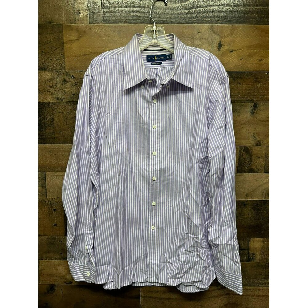 Ralph Lauren Lavender and White Striped Button-Down Shirt